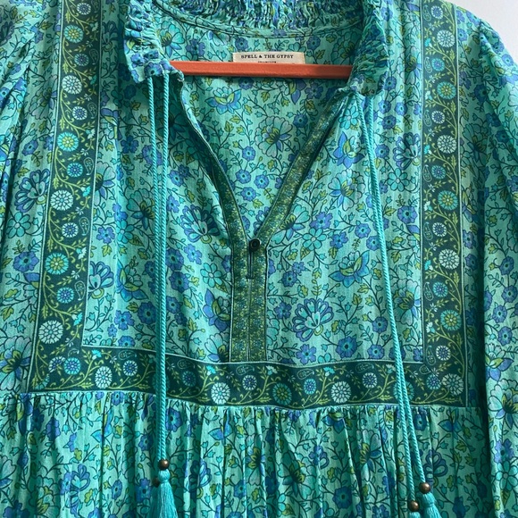 Spell Sundown Boho turquoise dress size XL - Picture 4 of 14